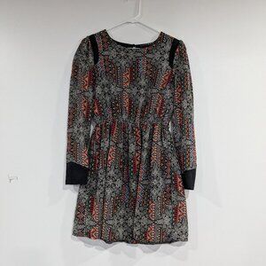 Atmosphere Long Sleeved Patterned Dress Black White Red Size 10 UK 6 US